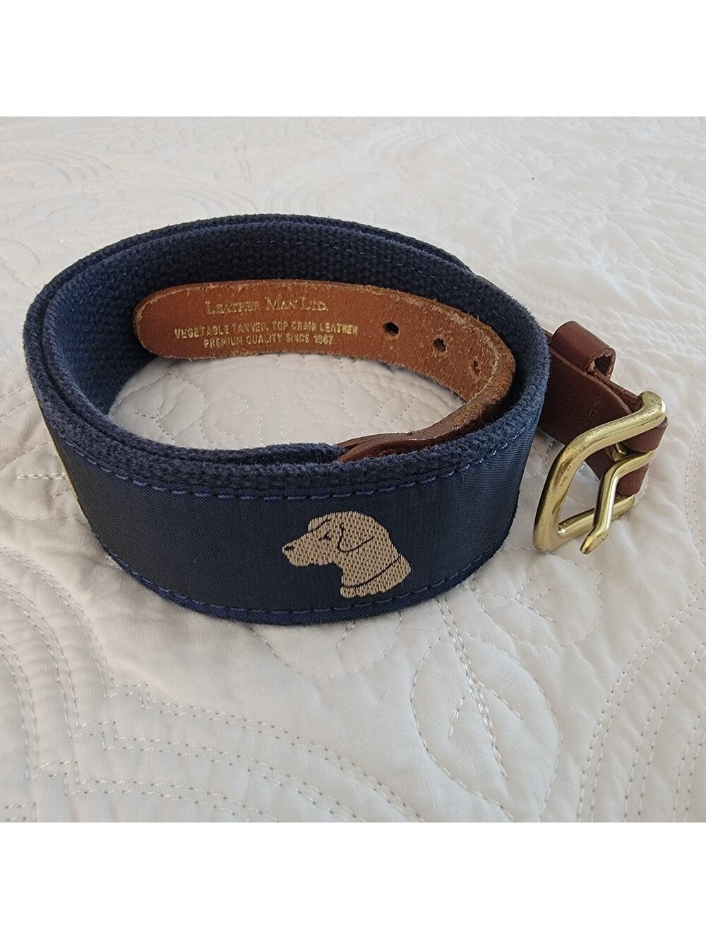 Vintage Leather Man Ltd. Labrador Surcingle Belt Navy Sz 30 Youth/Mens Preppy